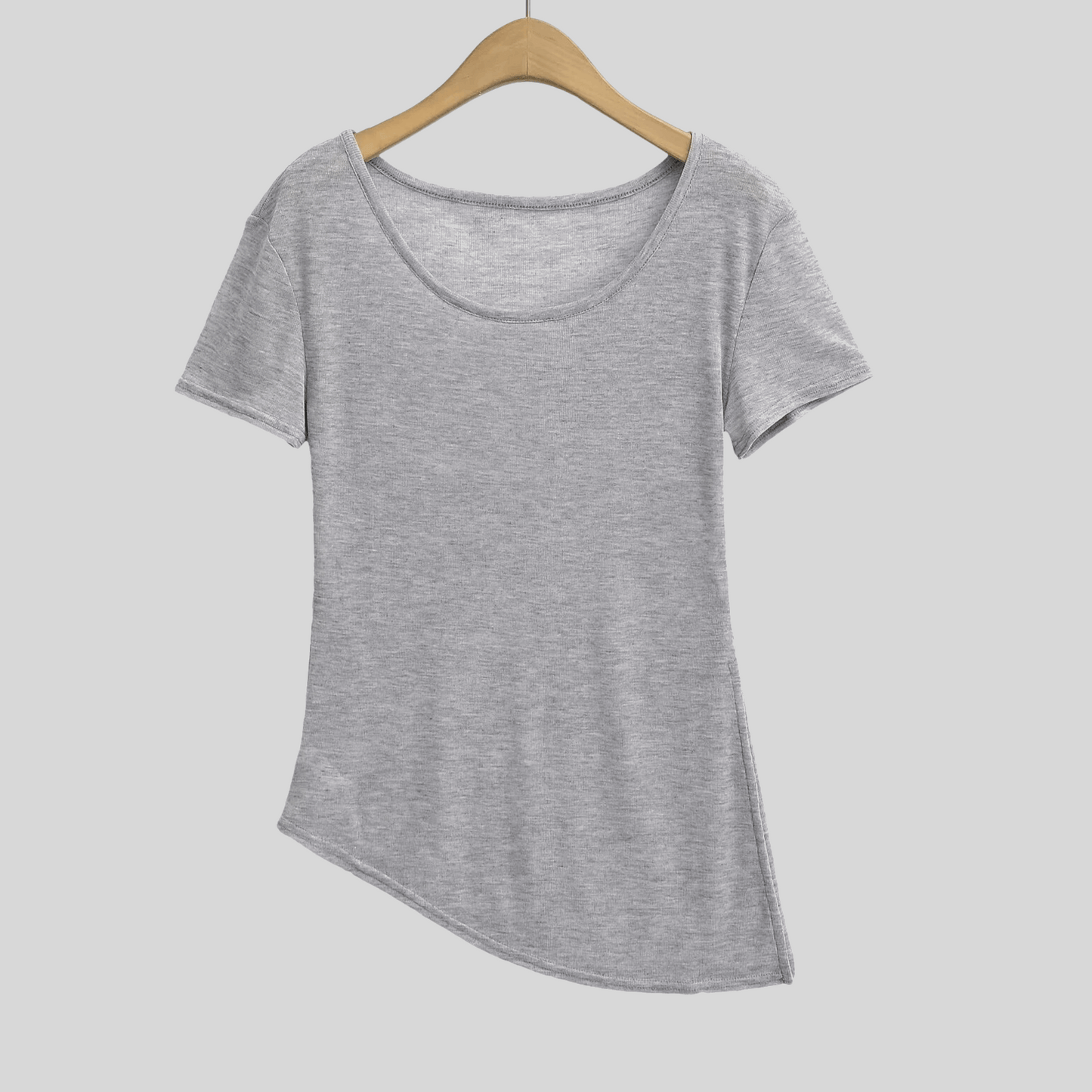 Short-Sleeve Top with Asymmetric Neckline, Women’s Elegant and Modern Style T-Shirt - Alzya