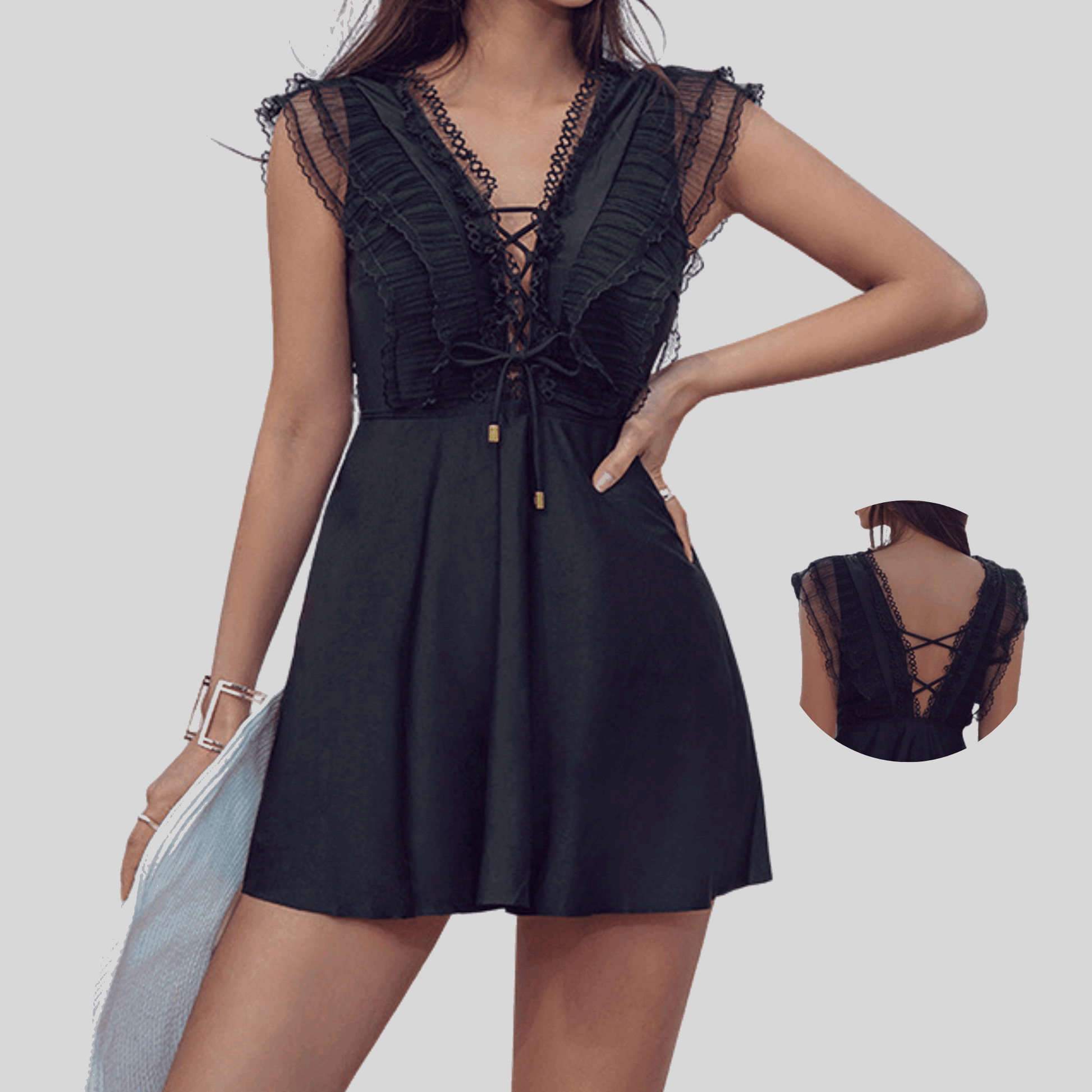 Draped Illusion One-Piece Swimsuit - Alzya