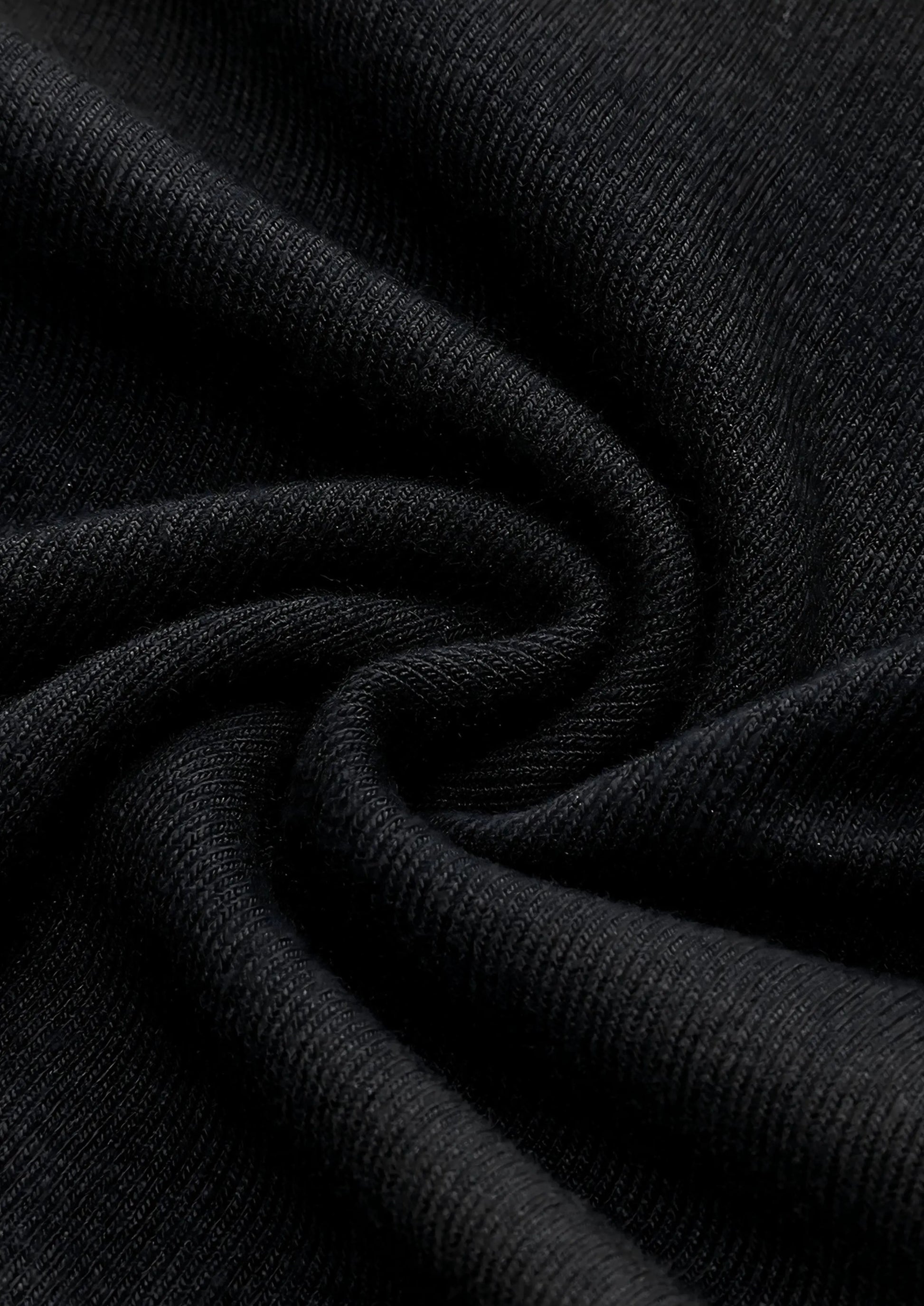 Asymmetric Draped Neck Long-Sleeve Top Black