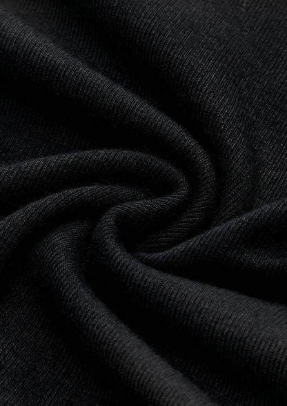 Asymmetric Draped Neck Long-Sleeve Top Black