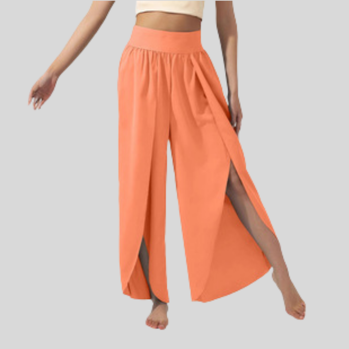 Alzya™ High-Waist Wide-Leg Pants with Side Slit & Back Pocket - Alzya