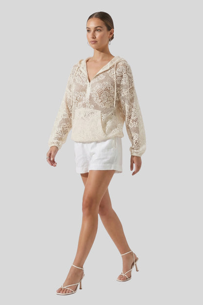 White Hollow Crochet Cover-Up Size: