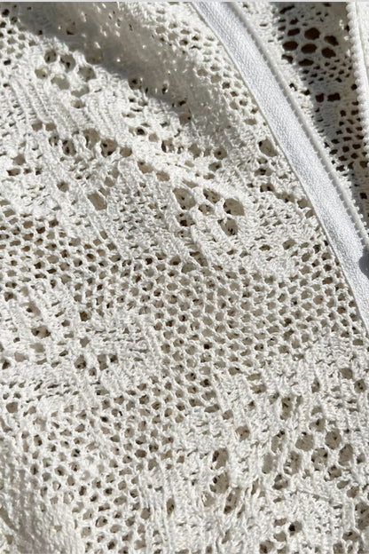 White Hollow Crochet Cover-Up Size: