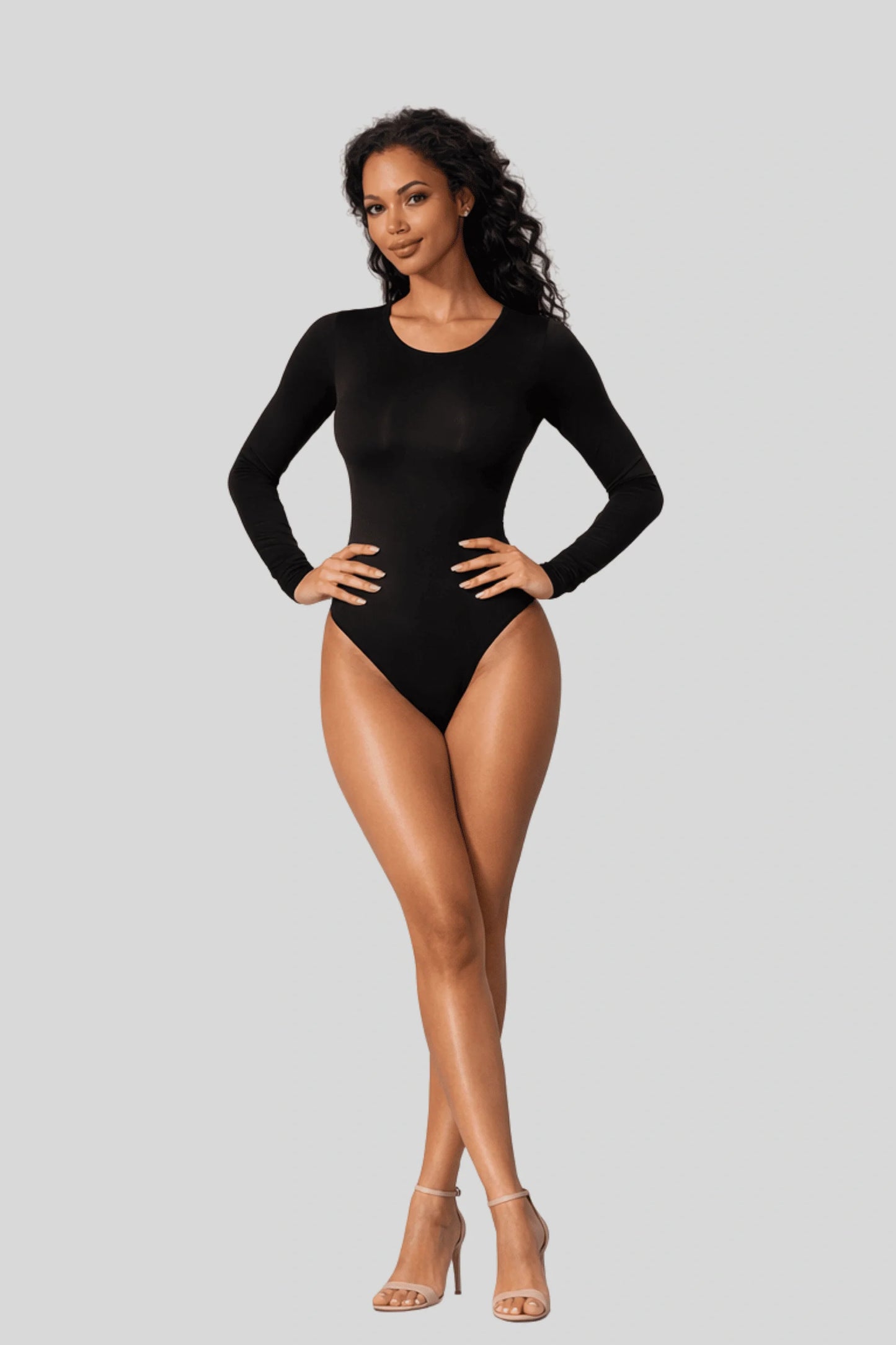 Alzya Long sleeve crew neck bodysuit black