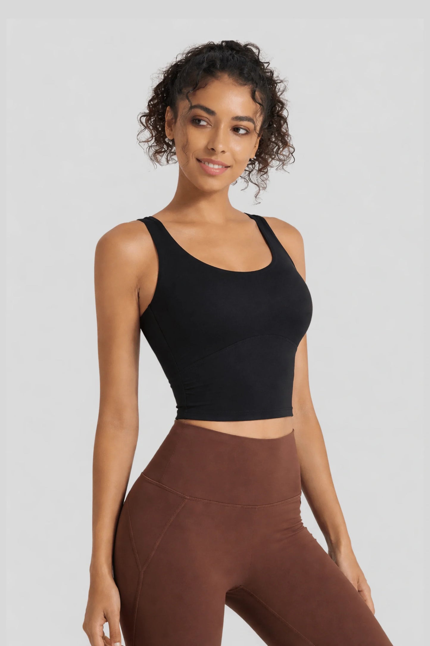 Alzya Open-back yoga top pleated waist