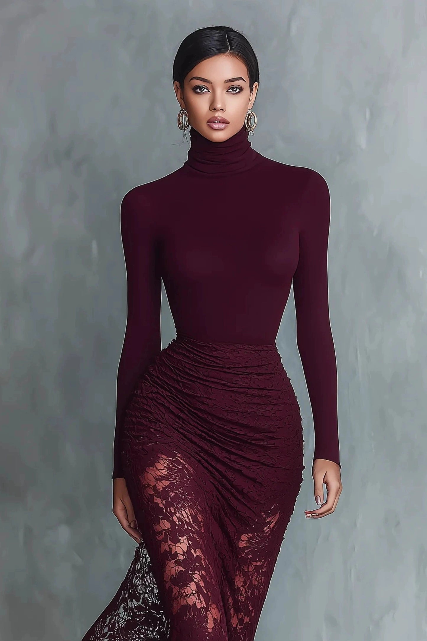 Claret Pencil Midi Dress Size: