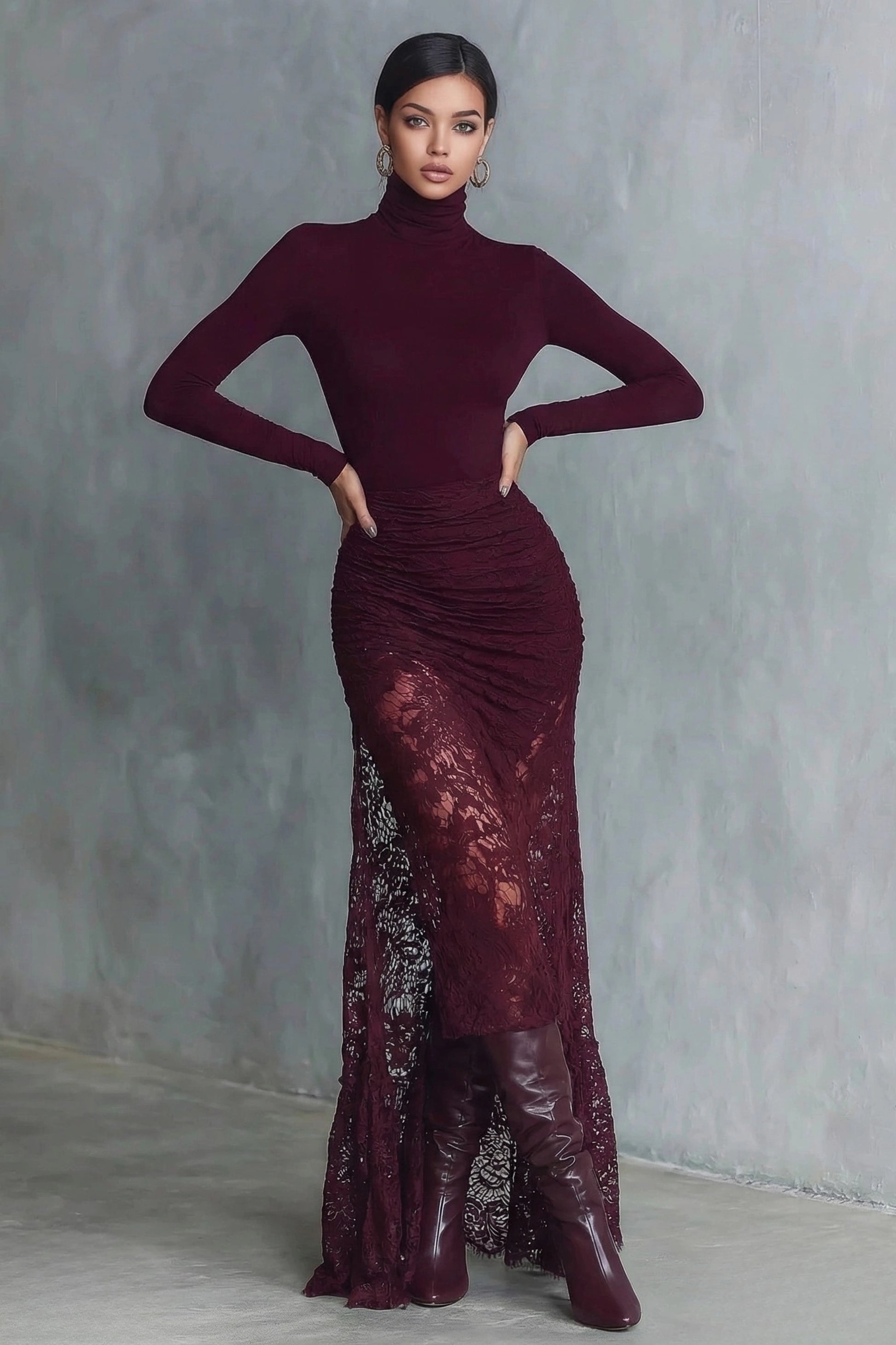 Claret Pencil Midi Dress Size:
