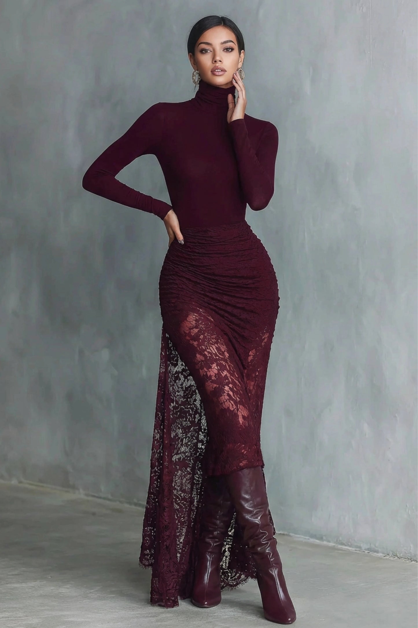 Claret Pencil Midi Dress Size: