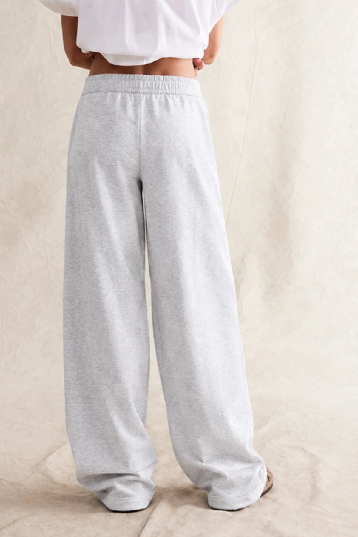 Grey Tailored Crossover Wide-Leg Jogger Pants
