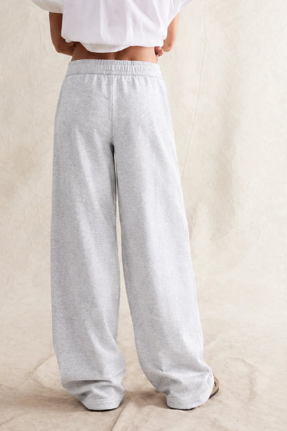 Grey Tailored Crossover Wide-Leg Jogger Pants