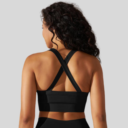 Seamless Sculpt Cross-Back Sports Bra – Ultimate Support & Style - Alzya