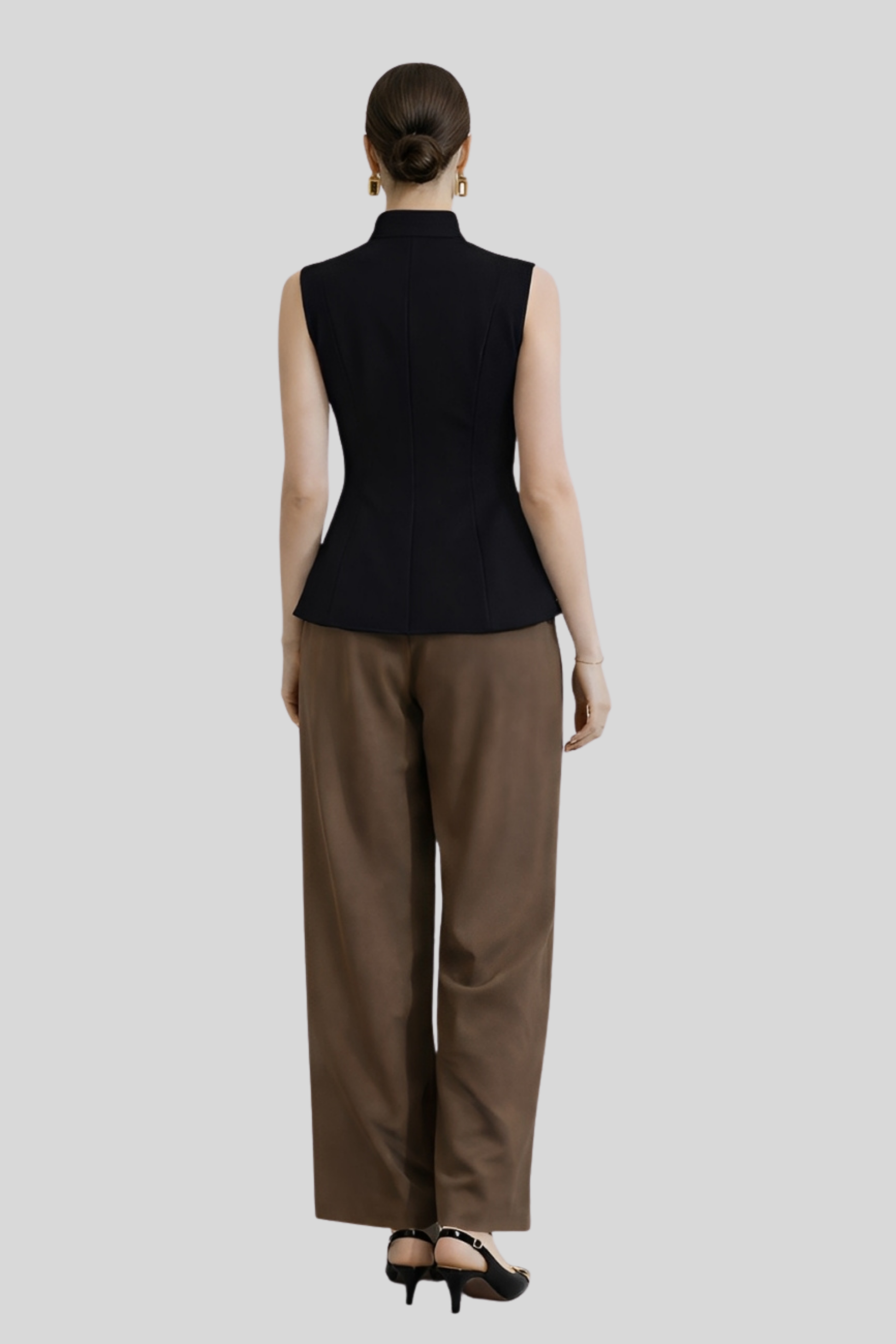 black-sleeveless-structured-top-women Black