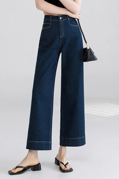 Dark Indigo High-Waisted Wide-Leg Jeans Dark Indigo