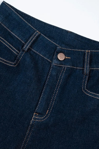 Alzya Dark Indigo Cotton High-Waisted Wide-Leg Jeans