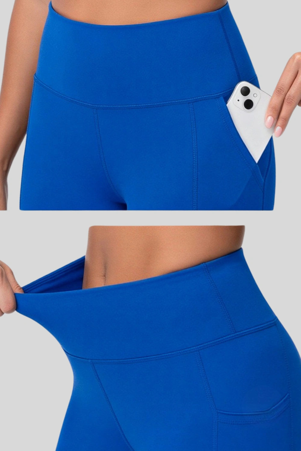 4 high-waist biker shorts compression side-pocket workout shorts Earth Blue