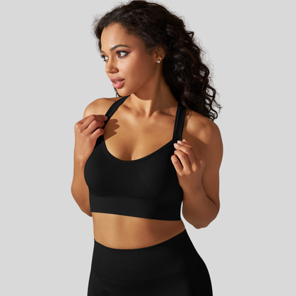 Seamless Sculpt Cross-Back Sports Bra – Ultimate Support & Style - Alzya