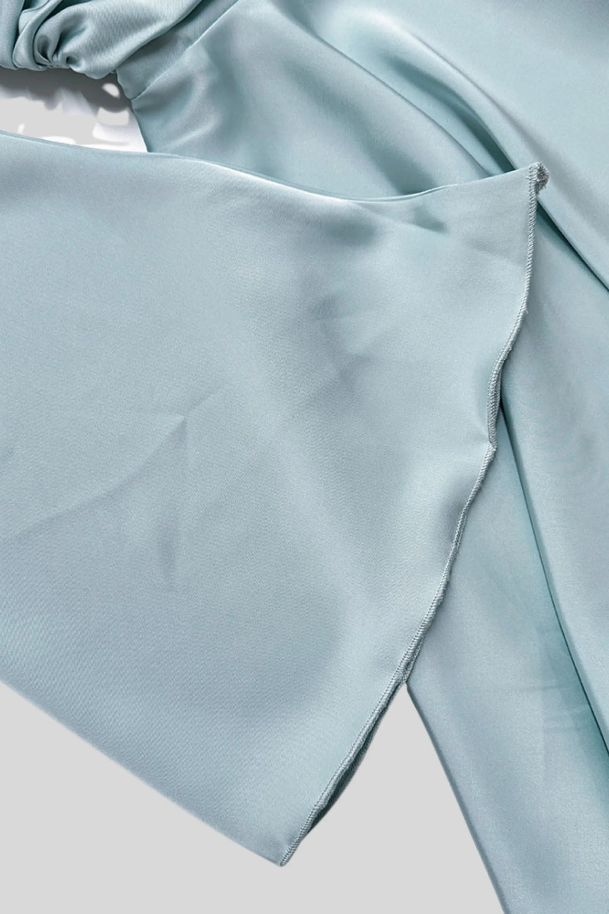 Satin V-Neck Mini Dress with Bell Sleeves Green