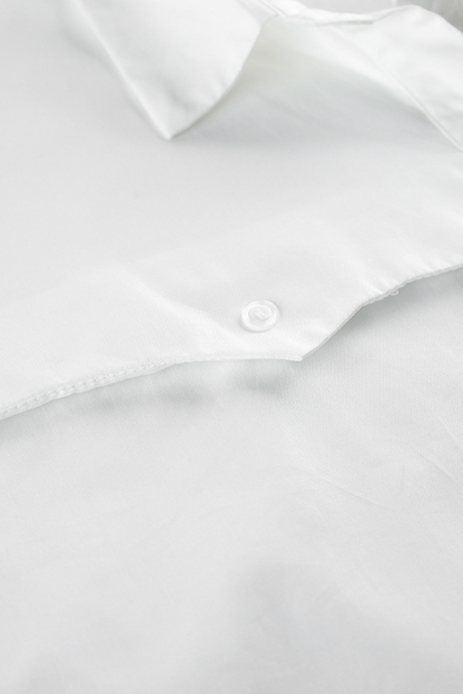 cotton-irregular-long-sleeve-shirt-women White