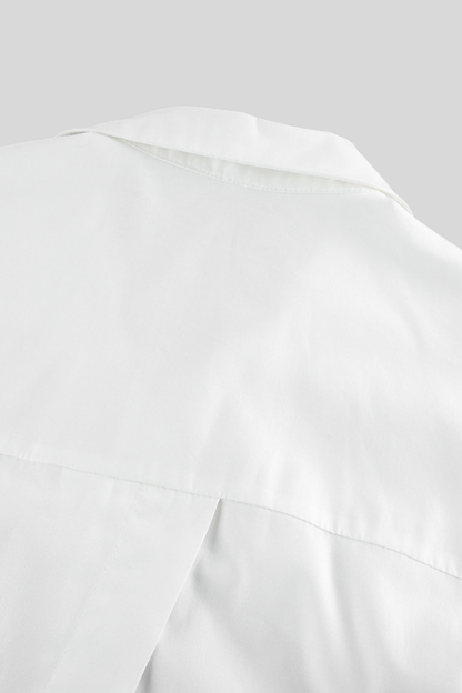 cotton-irregular-long-sleeve-shirt-women White