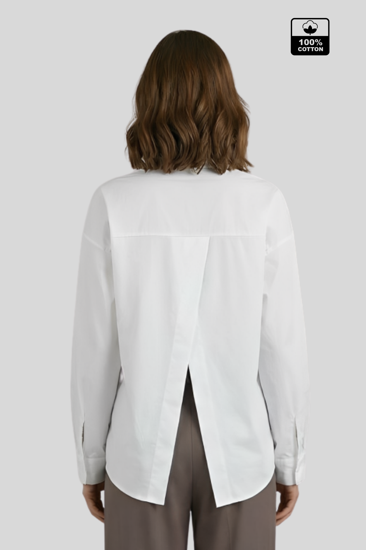 cotton-irregular-long-sleeve-shirt-women White
