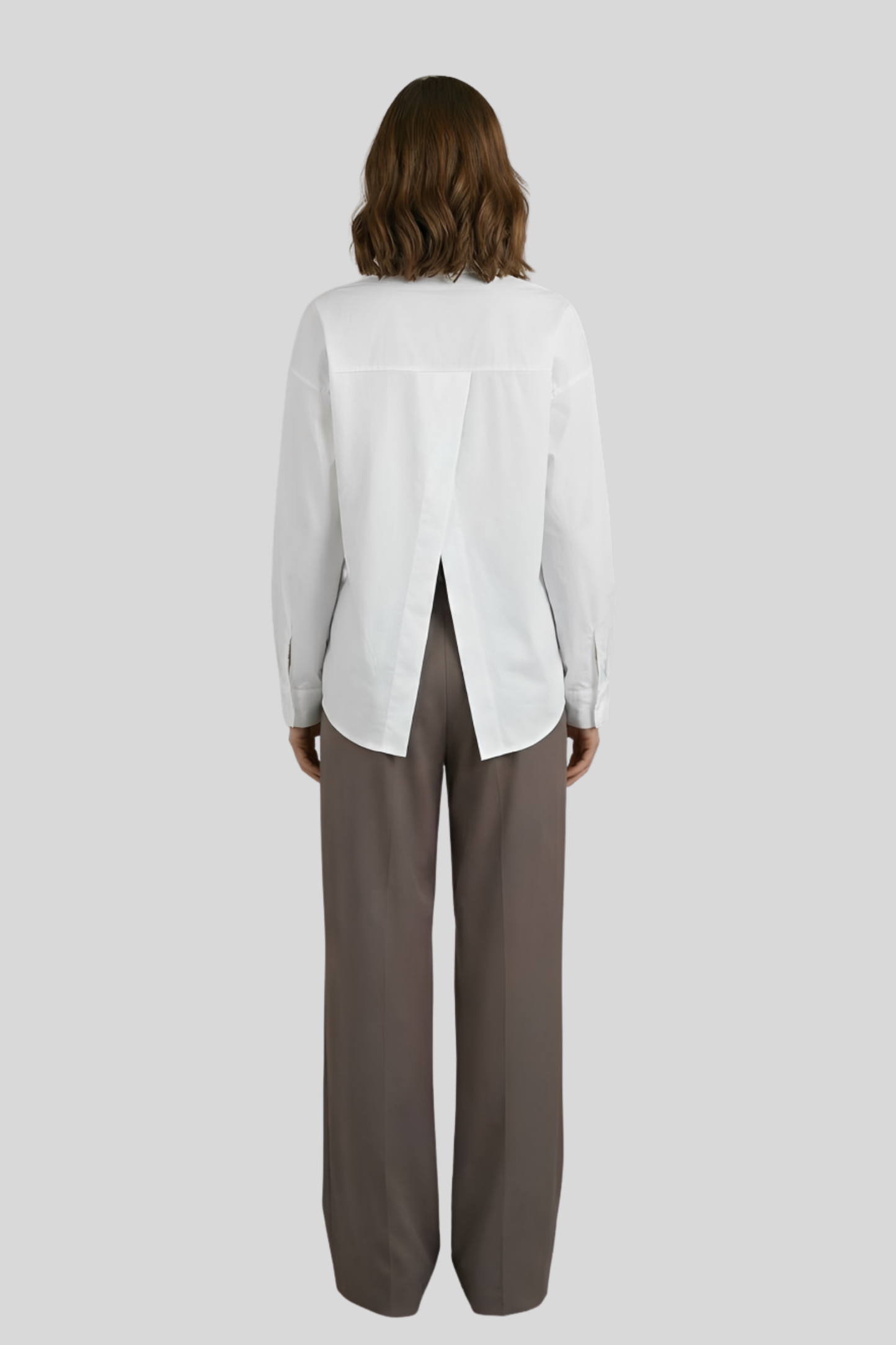 cotton-irregular-long-sleeve-shirt-women White