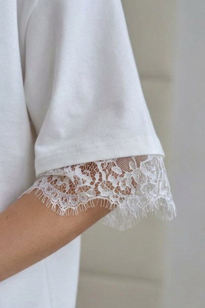 Oversized Lace Splicing Tee
