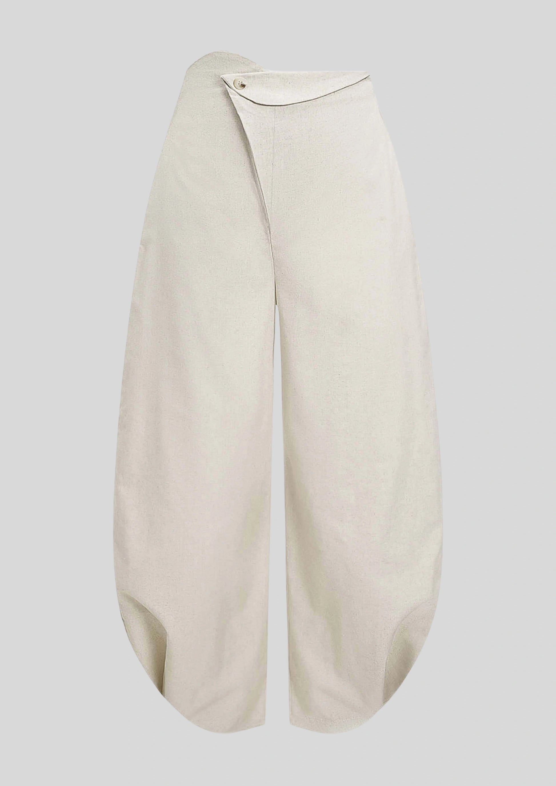 High-Waist Lantern Wide-Leg Pants Off White