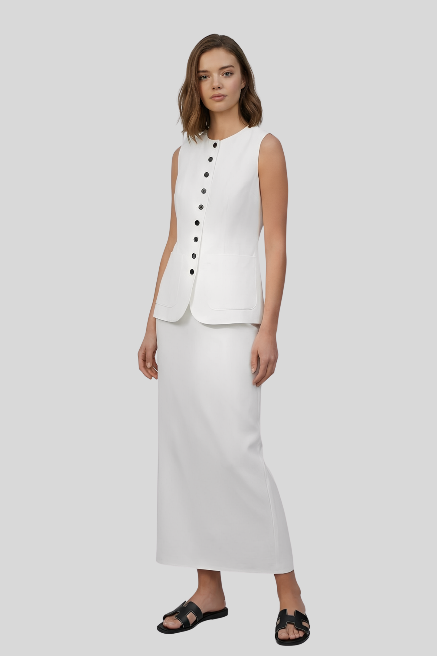 white-vest-long-slit-skirt-set-women White
