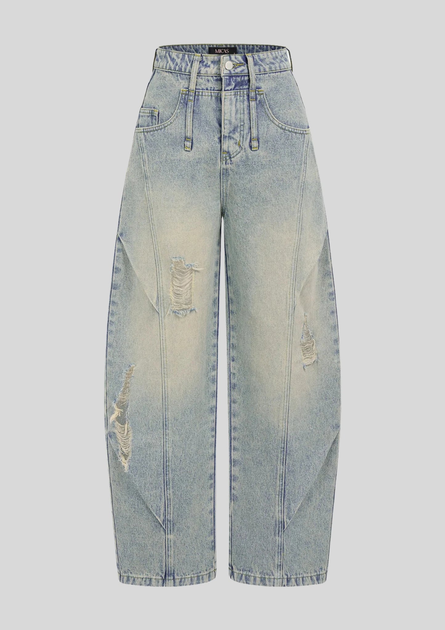 Distressed Flared Light-Wash Jeans Light Blue