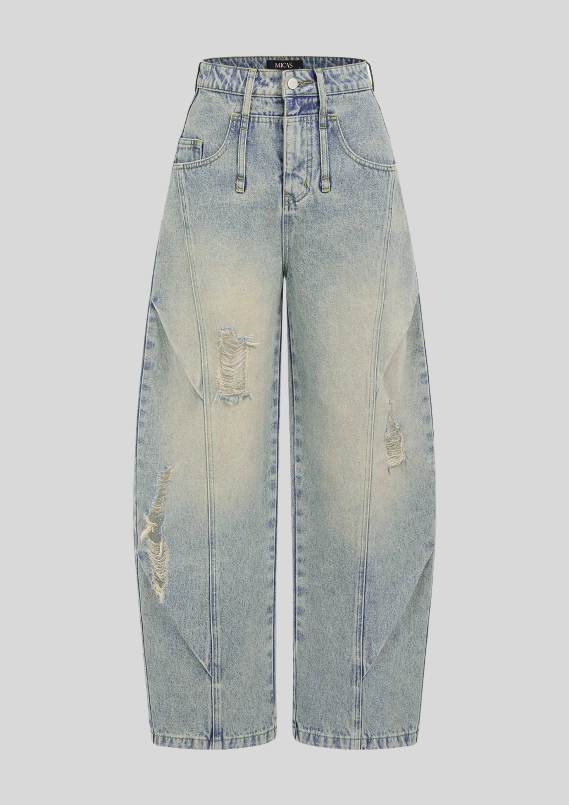Distressed Flared Light-Wash Jeans Light Blue