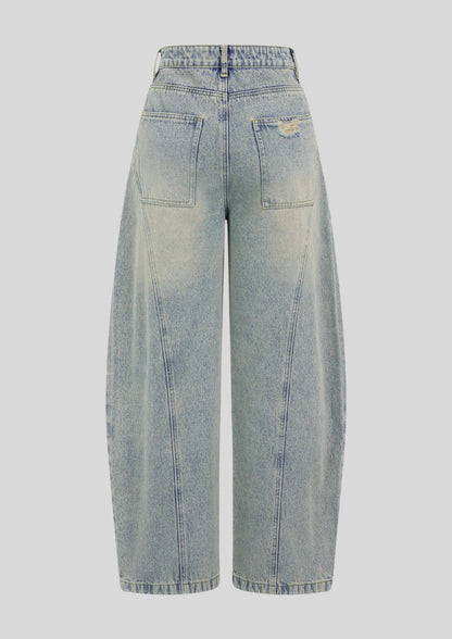 Distressed Flared Light-Wash Jeans Light Blue