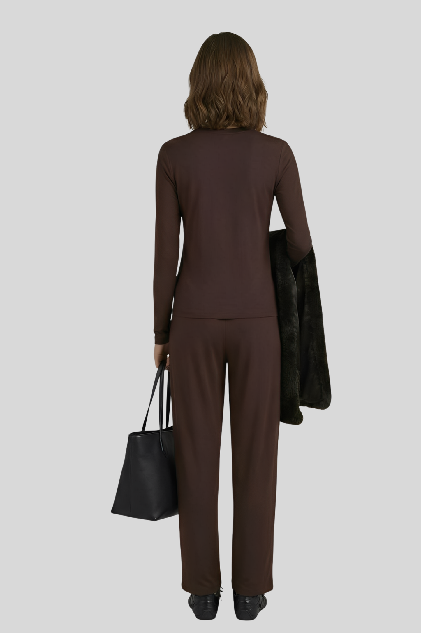 brown-faux-fur-three-piece-set-women Brown