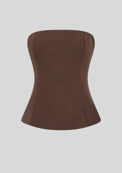 Cape Sleeve Keyhole Peplum Top Brown