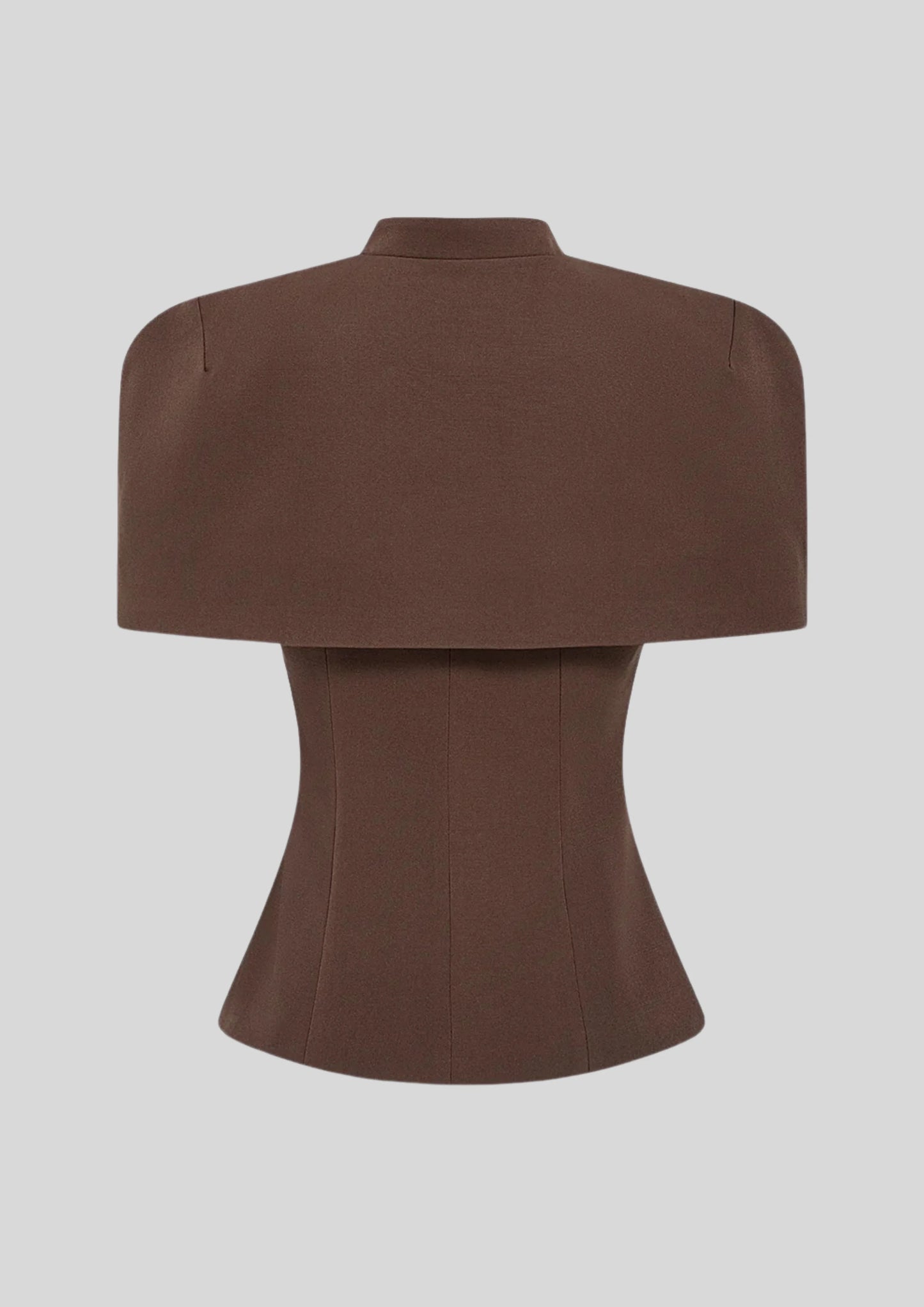 Cape Sleeve Keyhole Peplum Top Brown
