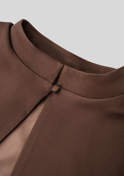 Cape Sleeve Keyhole Peplum Top Brown