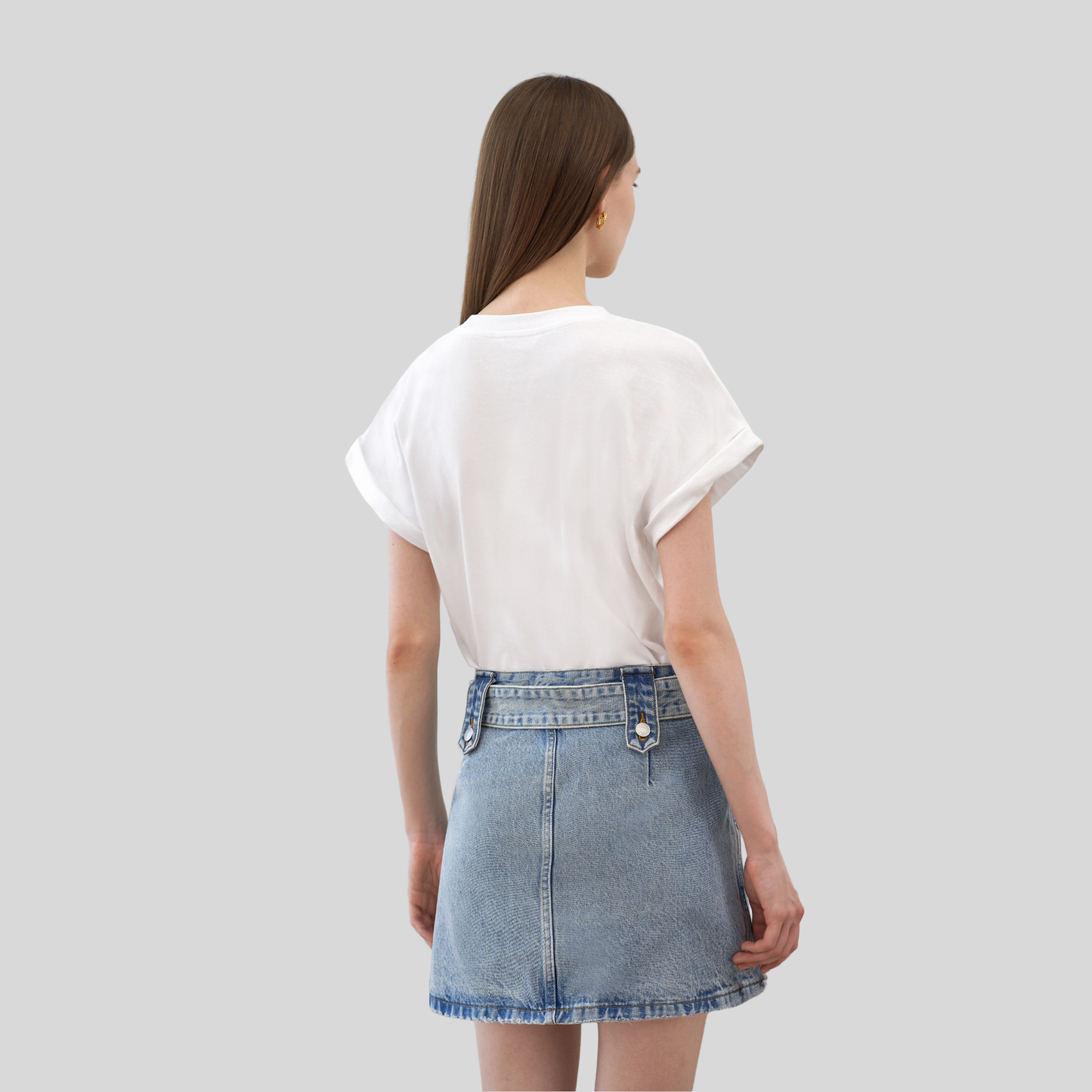 Belted Denim Mini Skirt