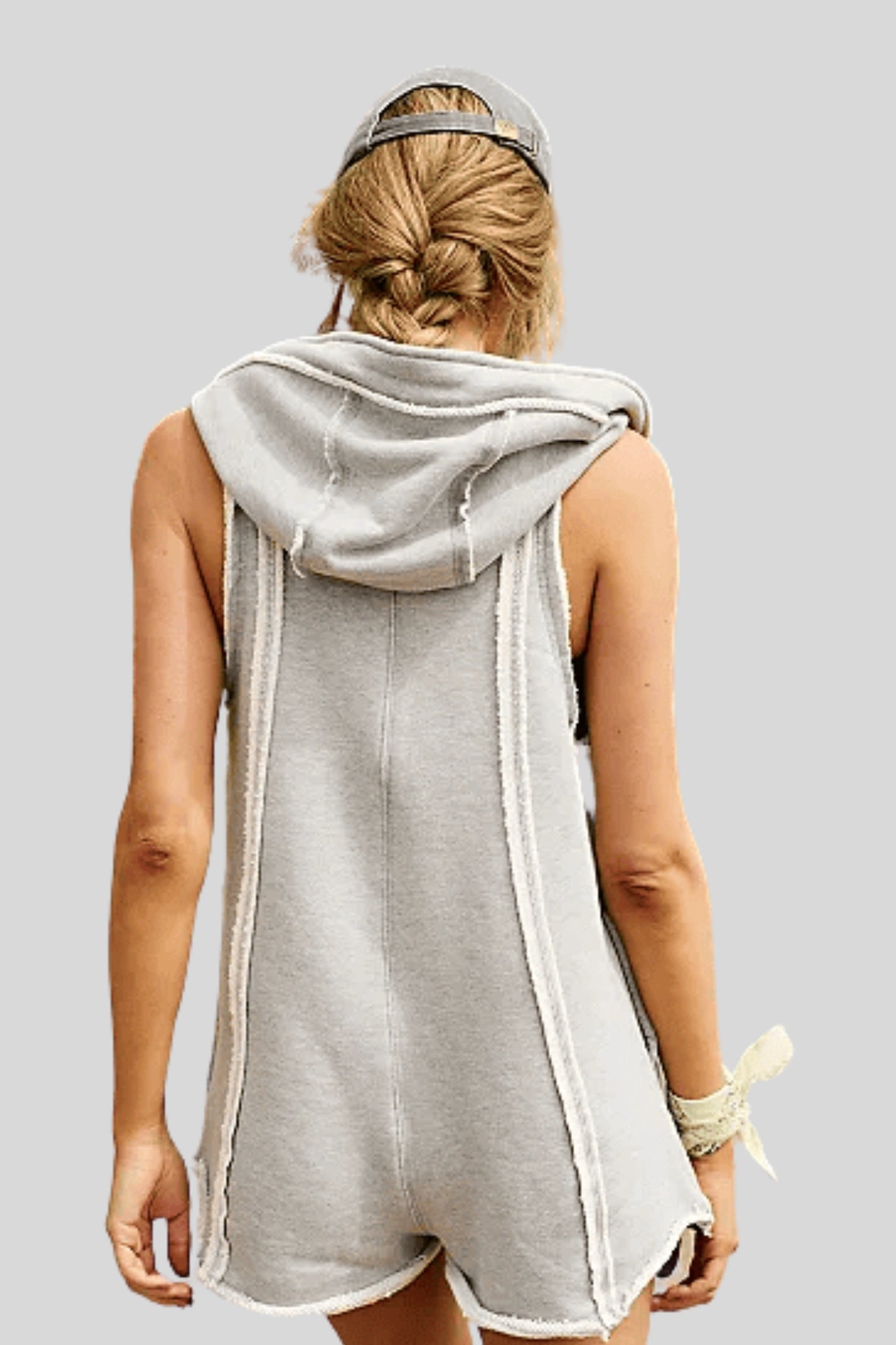 Fitted Zip Front Open Back Romper