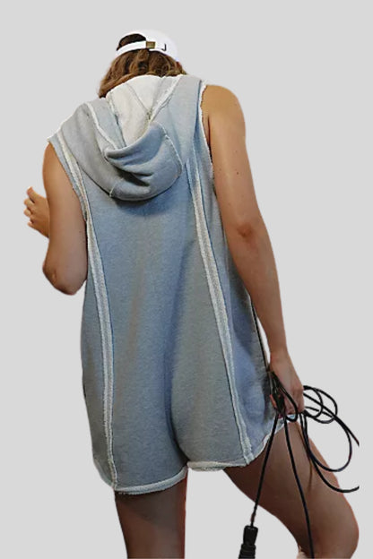 Fitted Zip Front Open Back Romper