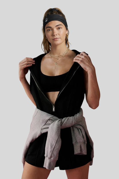 Fitted Zip Front Open Back Romper