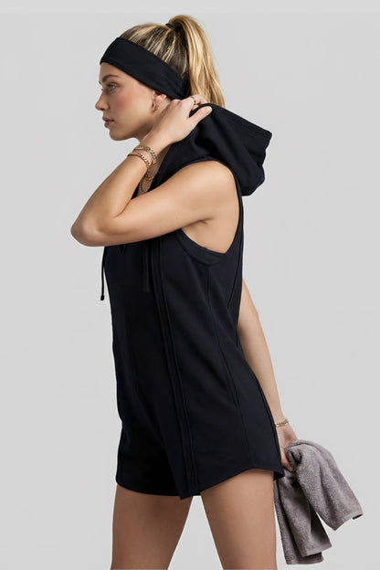 Fitted Zip Front Open Back Romper