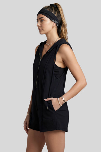 Fitted Zip Front Open Back Romper