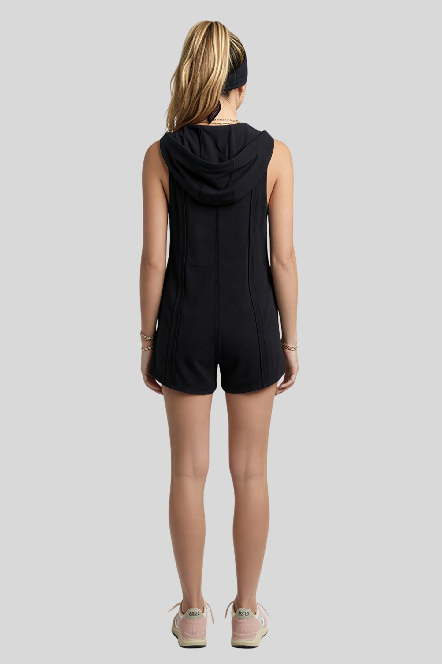 Fitted Zip Front Open Back Romper