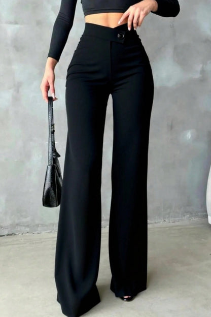 Black High Waist Straight Leg Trousers