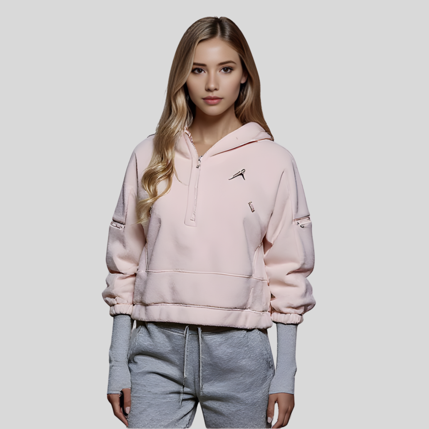 Hooded Half Zip Fleece Pullover