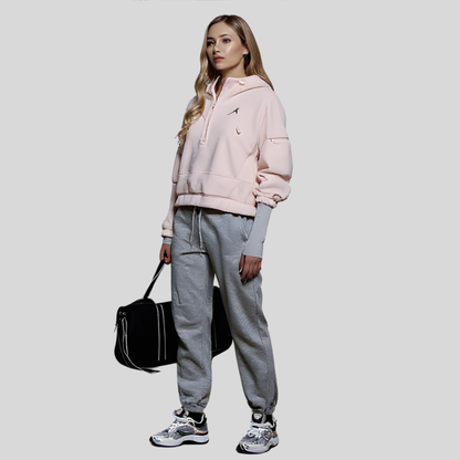 Hooded Half Zip Fleece Pullover