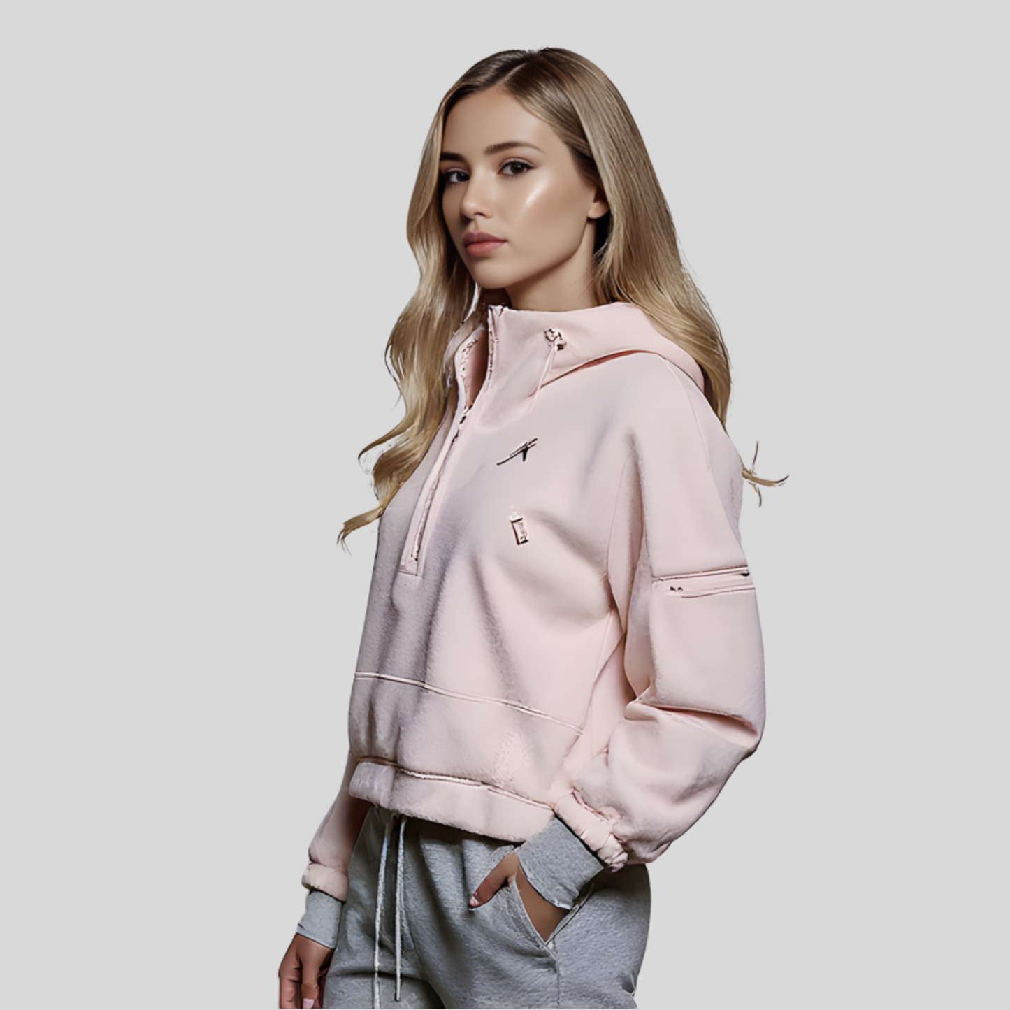 Hooded Half Zip Fleece Pullover