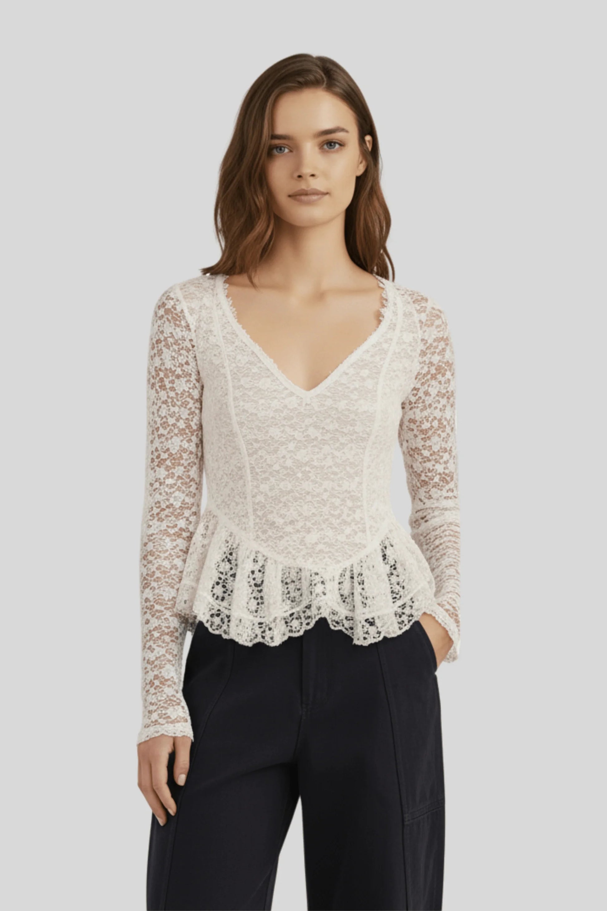 Alzya black lace long sleeve top