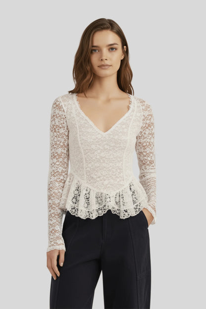 Alzya black lace long sleeve top