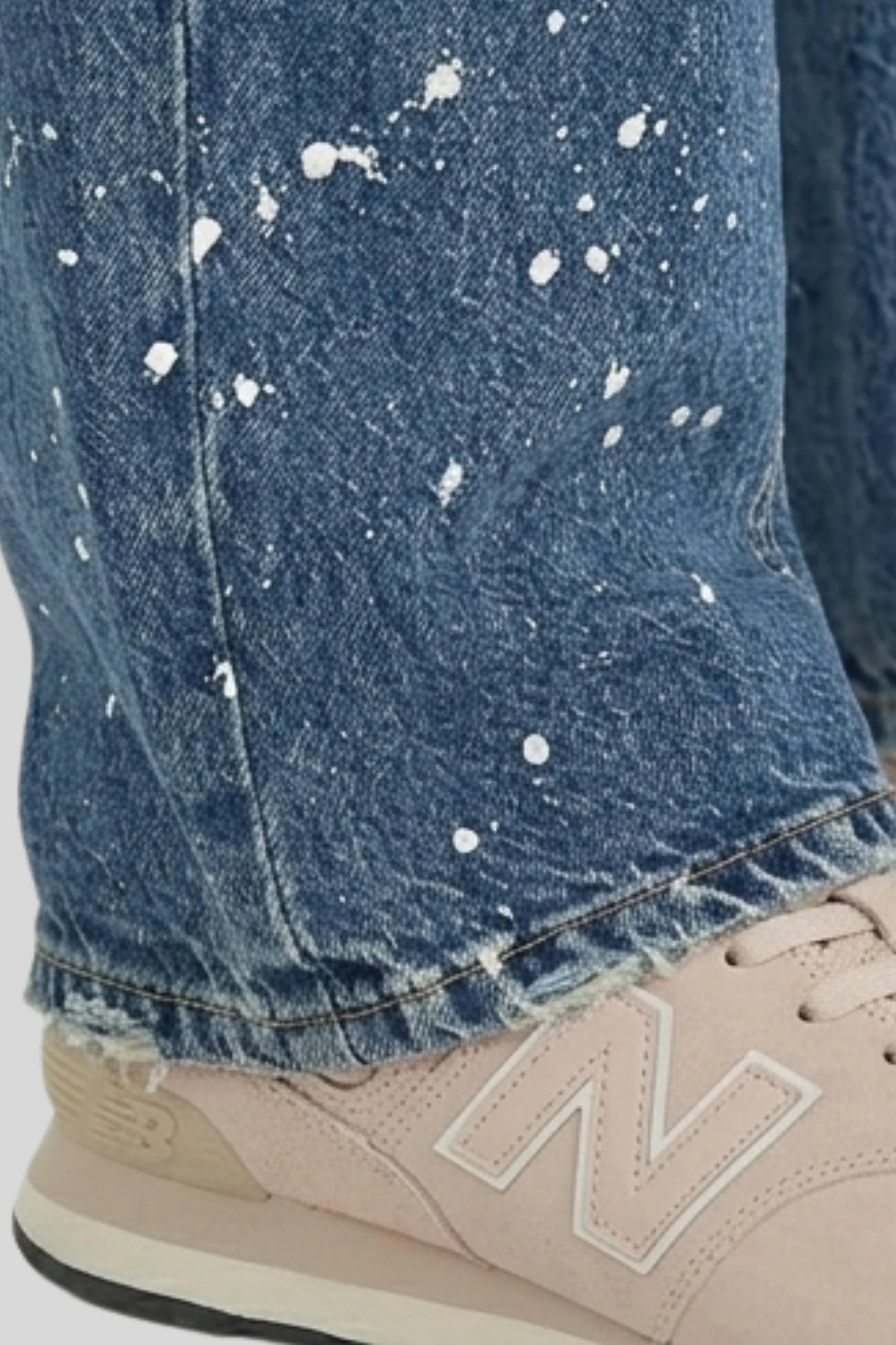 Alzya 2026 vintage painter splatter wide-leg cargo jeans grommet belt loop distressed denim with patch pockets Calypso Blue