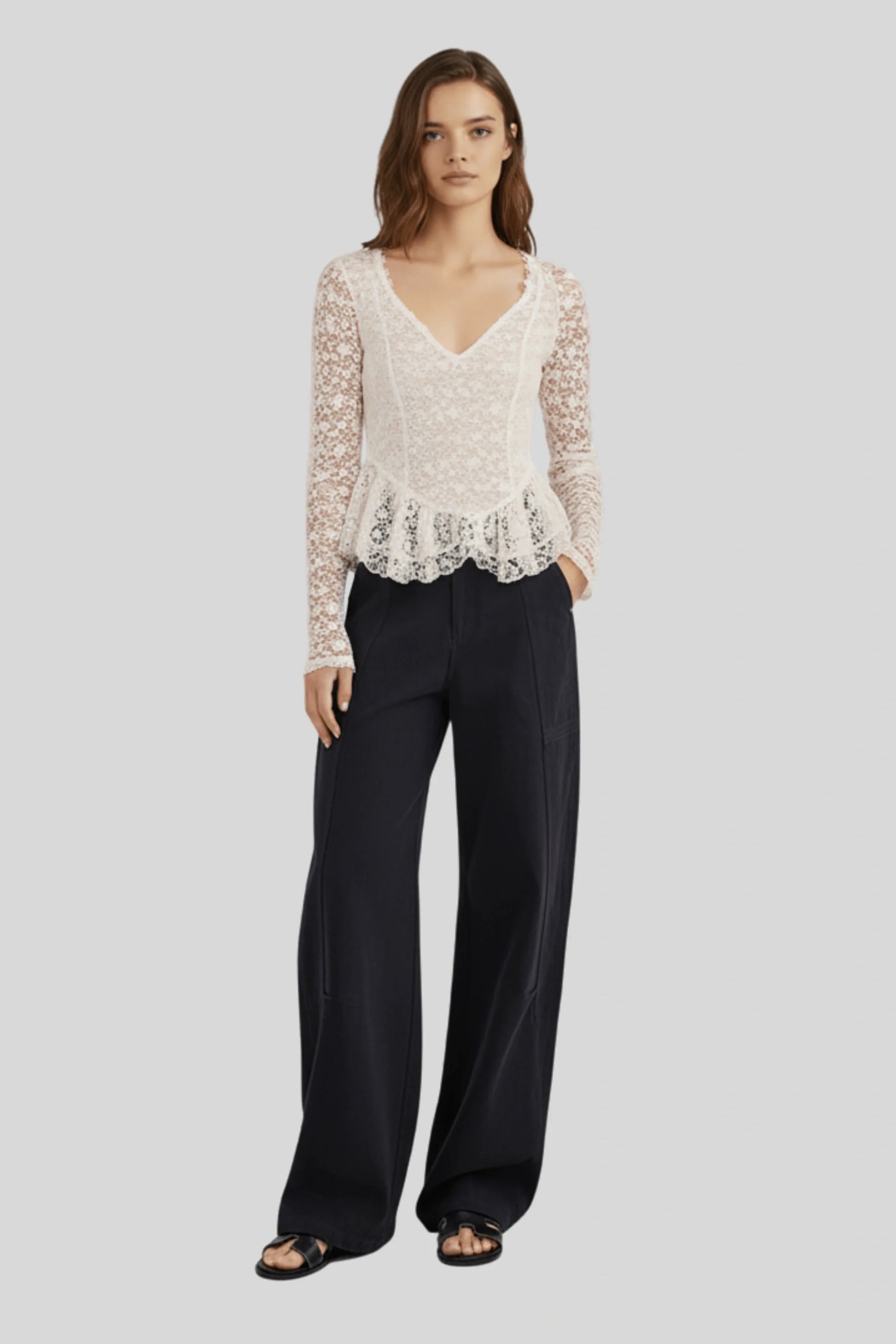 Alzya black lace long sleeve top